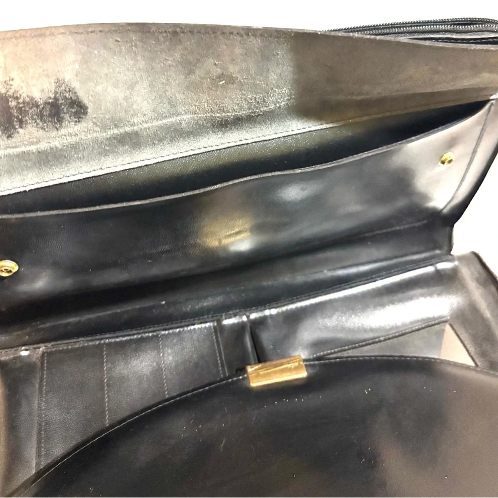 Vintage Black Leather Messenger Bag